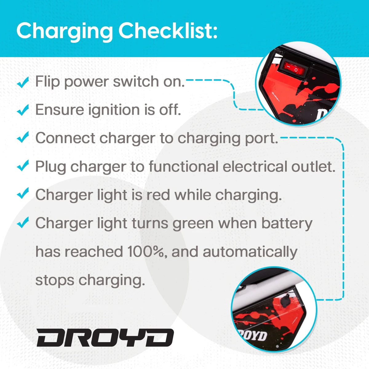 Droyd Weeler Electric Mini Bike - 24V 8ah Battery, 6 - 10 MPH, up to 8 Miles, LED Lights, Kids Ages 6+