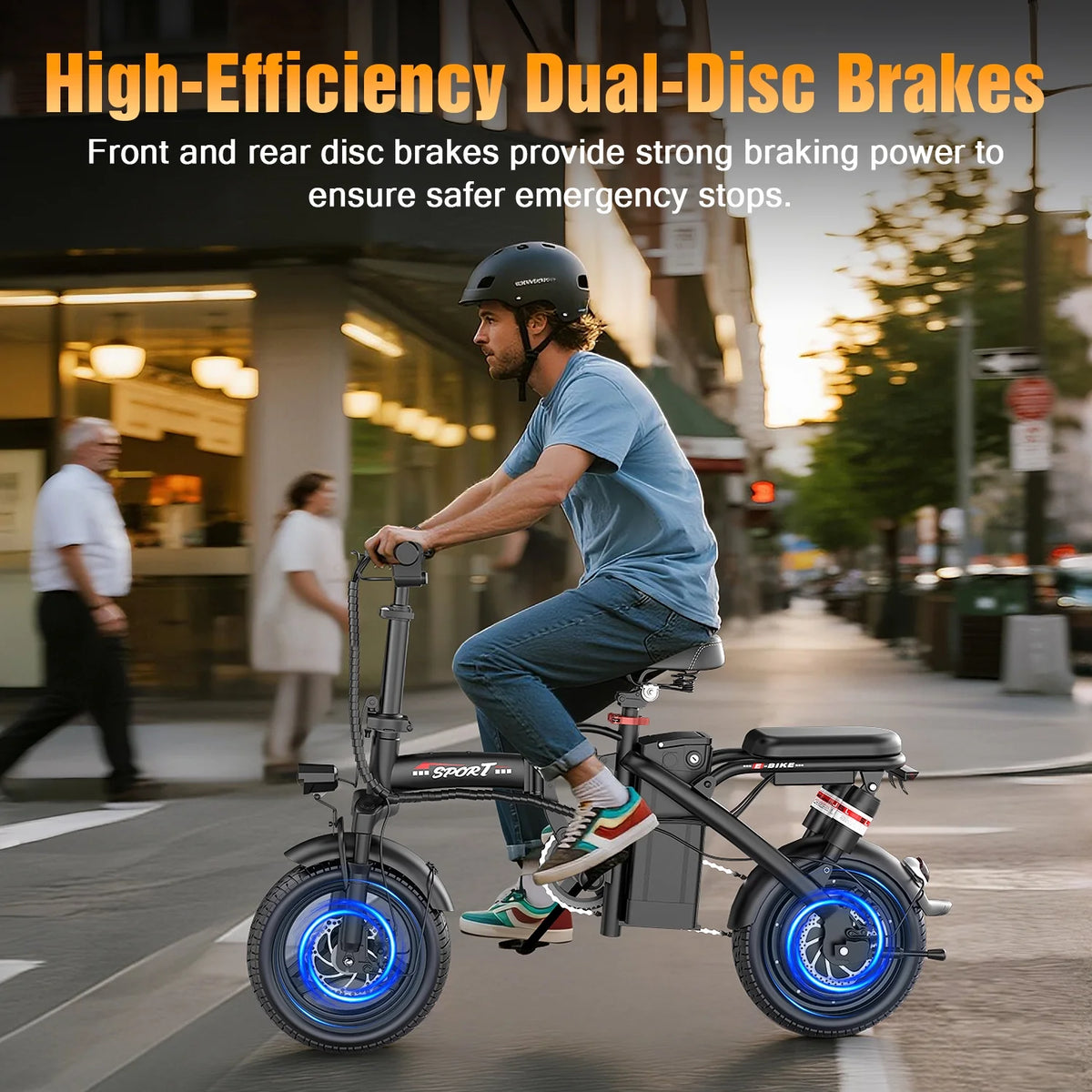 ASKGO 1200W Peak Motor, Folding Electric Bike for Adults Teens, 14'' Commuting Bike, Max 28MPH/35 Miles E - Bike, 3 Speed Double Mini Electric Bike, UL2849