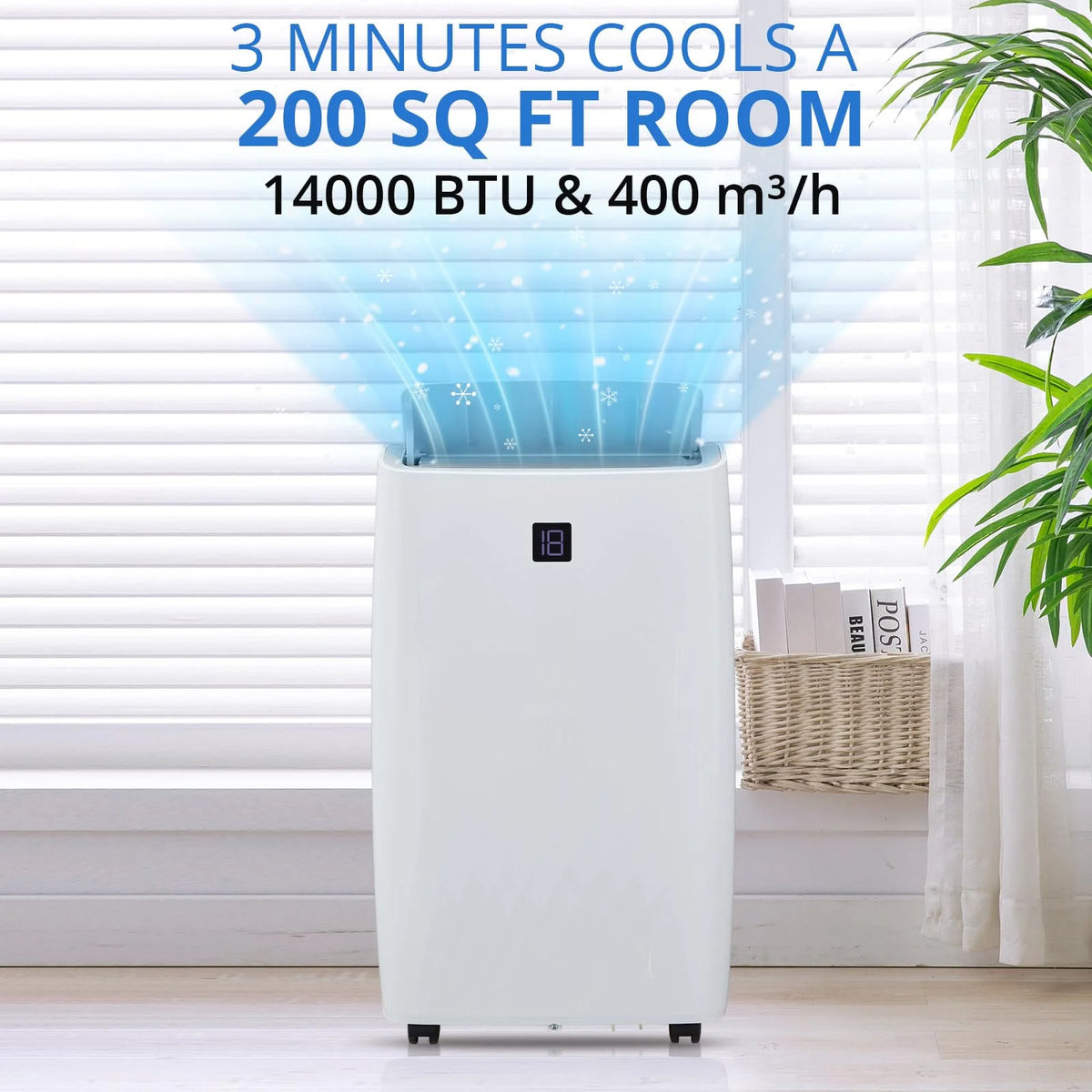 TROPOW 14000BTU Portable Air Conditioners Cool up to 750 Sq.ft, 4 in 1 Portable AC Unit with Remote Control/Dehumidifier/3 Speeds Fan/Sleep Mode for Living Room, Bedroom, Office