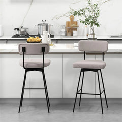 Swivel Bar Stools Set of 2, 29" Upholstered Bar Height Chairs with Back, Heavy-Duty Metal Legs & Footrest for Kitchen Island, Home Bar