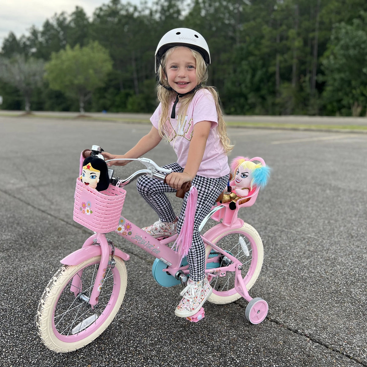 JOYSTAR Little Daisy 14 in Kids Bike for 3 4 5 Years Girls with Handbrake Children Princess Bicycle with Training Wheels Basket Streamer Toddler Cycle Bikes Blue