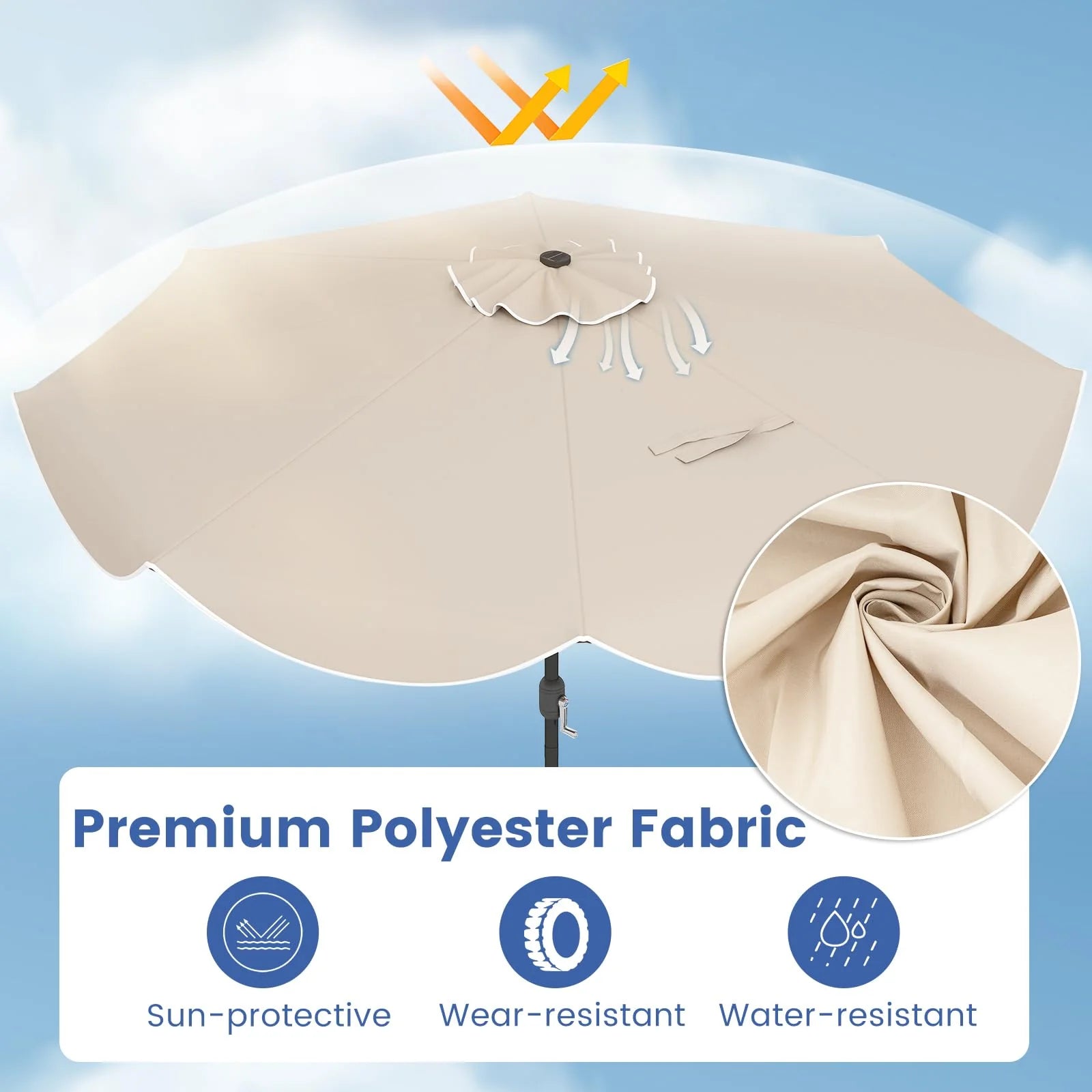 Tangkula 10 FT Solar Patio Umbrella with Base Included