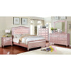 Contemporary Rosé Gold Twin Size Bed 6pc Set Dresser Mirror Nightstand Chest Padded HB Tufted Bedroom Furniture Solid Wood