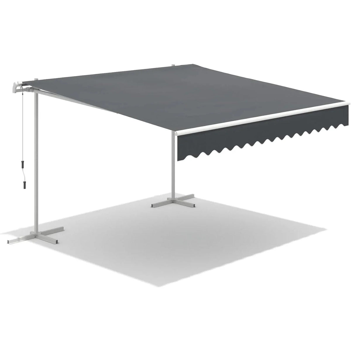 AECOJOY Free Standing Retractable Awning, 10'x8' Patio Awnings Outdoor Manual Sun Shade Shelter, Dark Grey