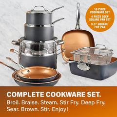 20-Piece Aluminum Ti - Ceramic Nonstick Cookware and Bakeware Set in Graphite