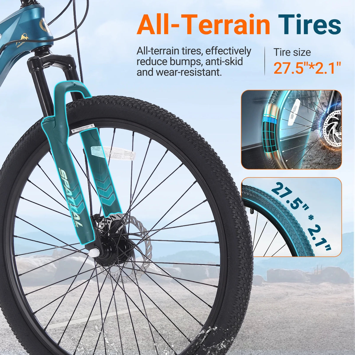 SPATIAL 24/26/27.5/29 in Mountain Bike, 8/21 Speed Lightweight Aluminum Magensium Frame Mountain Bicycle, Fits Men Women Teenagers Adult Disc Brake MTB Bicycle