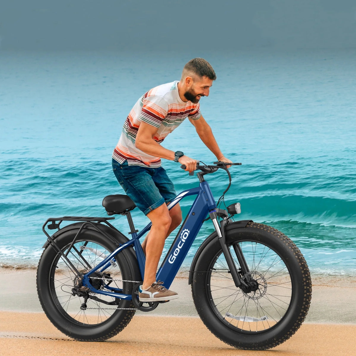 Gocio Electric Bike, 26"x4.0" Fat Tire E - Mountain Bike, Peak 1000W Motor, 28MPH 48V 15ah Battery Removable Ebike for Off Road, Sand, UL2849