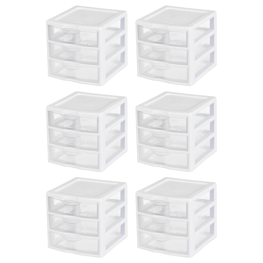 6 Sterilite 20738006 Small Compact Countertop 3 Drawer Desktop Storage Unit
