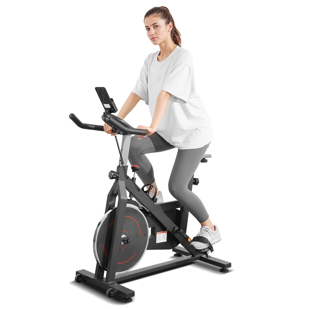 Naipo Exercise Bike Indoor Cycling Bike with 300 lb Big Seat Cushion for Home Cardio Leg Workout
