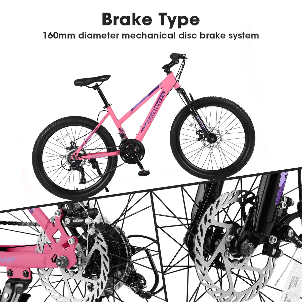 Ecarpat 26 in Mountain Bike Adults Womens Mountain Bicycles with Dual Disc Brakes Shimano 21 - Speed Full Suspension MTB Bicycles for Outdoor Commuting Exercise, Multi Colors