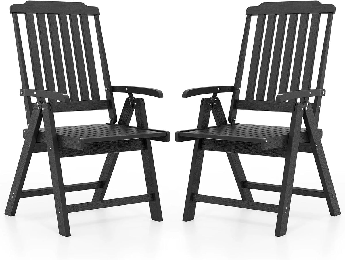 Tangkula Foldable Patio Chair All-Weather HDPE Outdoor Dining Chair with Armrest