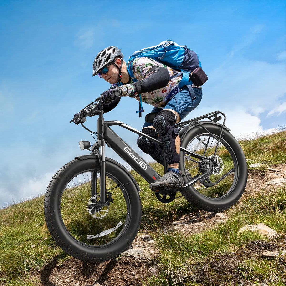 Gocio Electric Bike, 26"x4.0" Fat Tire E - Mountain Bike, Peak 1000W Motor, 28MPH 48V 15ah Battery Removable Ebike for Off Road, Sand, UL2849