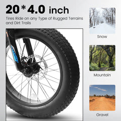 20 in Mountain Bike for 7 - 15 Years Old, 7 Speed Kids Bike with High Carbon Steel Frame, Fat Tire and Dual Disc Brake, Front Suspension Mountain