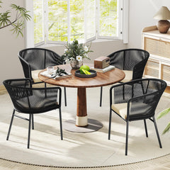 Tangkula Patio Chairs Set of 4 Upholstered Accent Chairs w/Curved Backrest