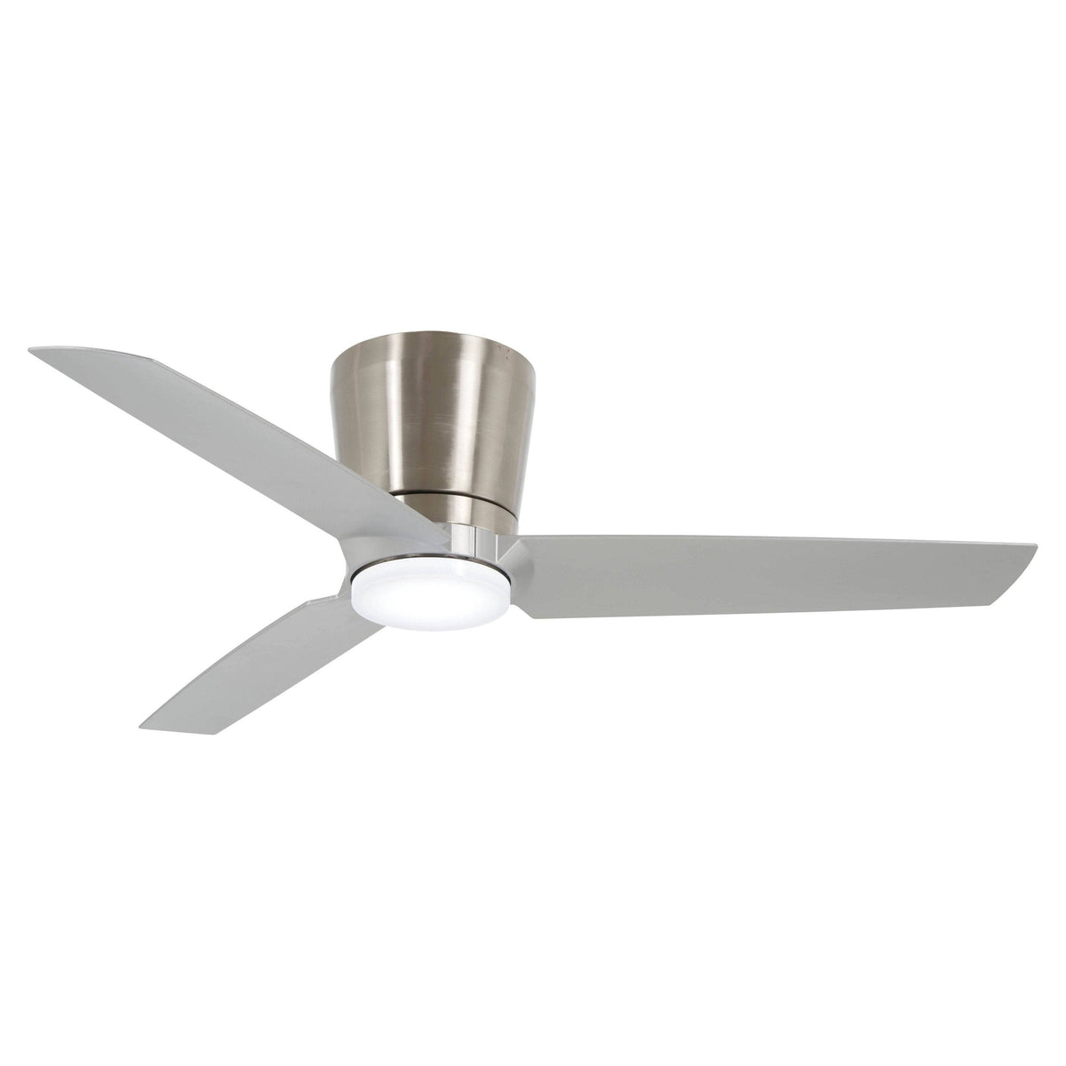 Minka-Aire F671L-BN/SL Pure 48 Inch Flush Mount Ceiling Fan with Integrated 16W LED Light in Brushed Nickel Finish with Silver Blades