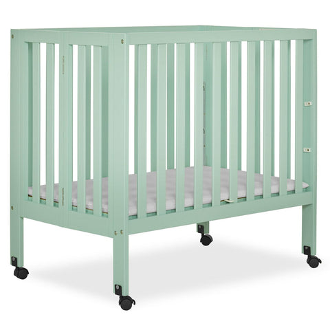 Dream on Me Jett Non - Full Size Folding Crib I Removable Wheels I Modern Nursey I Adjustable Mattress Support I Patent Folding System I Included 2.5 Mattress in Pebble Gray