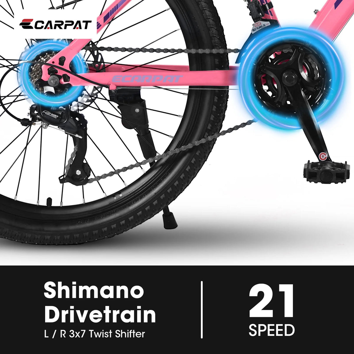 Ecarpat 26 in Mountain Bike Adults Womens Mountain Bicycles with Dual Disc Brakes Shimano 21 - Speed Full Suspension MTB Bicycles for Outdoor Commuting Exercise, Multi Colors