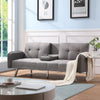 Aukfa 75" Square Arm Futon Convertible Sofa Bed for Home Office, 2 Cup Holders, Linen, Dark Gray