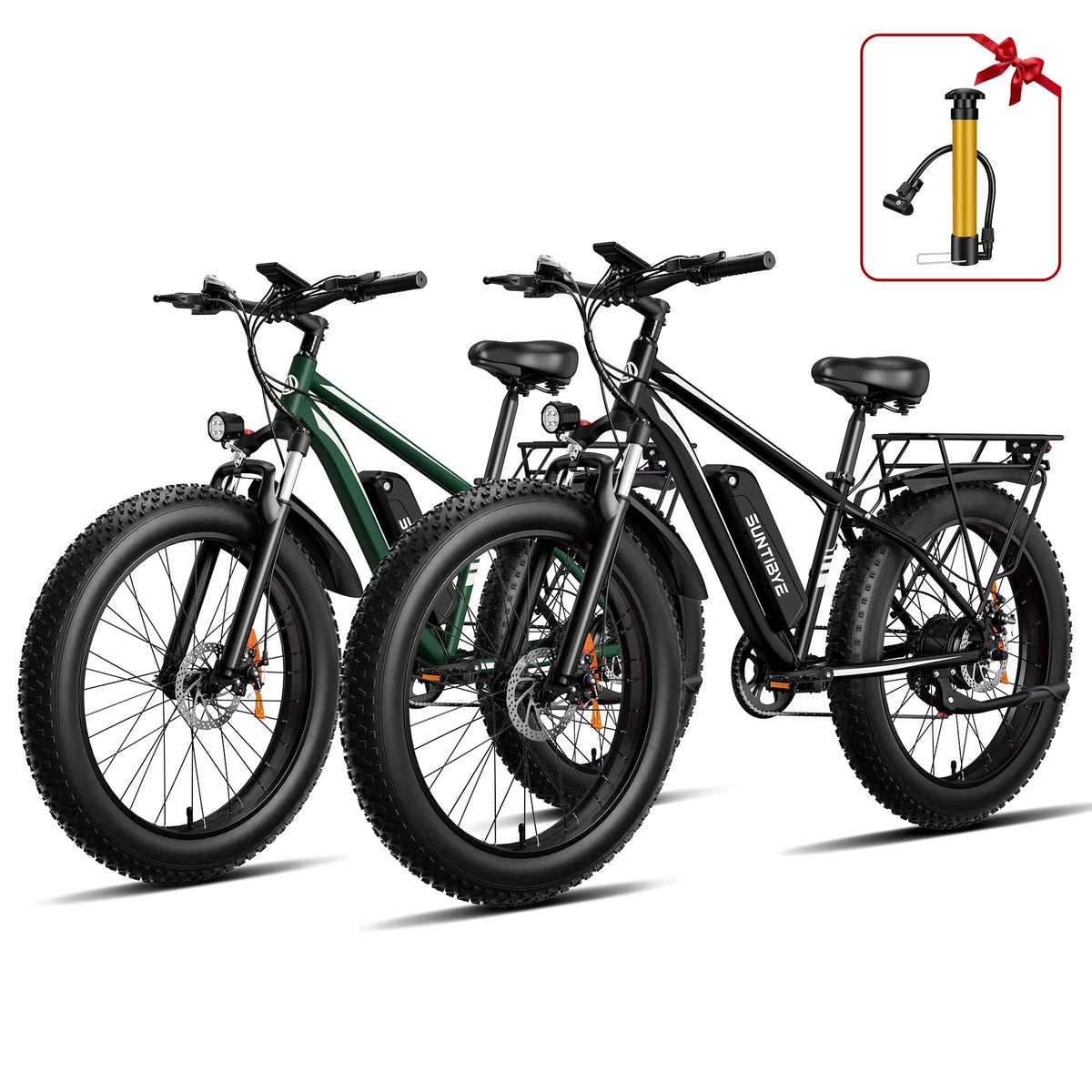 SUNTIBYE EB26 26" Fat Tire E Bike for Adults Set of 2, 1500W Electric Mountain Bikes, 28MPH Off - Road Ebike, 48V 15ah UL2849, Black