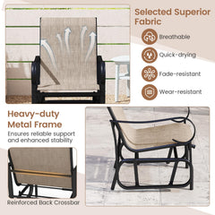 Tangkula Outdoor Glider Chairs Set of 2/4 with High Backrest Breathable Mesh Fabric and Metal Frame