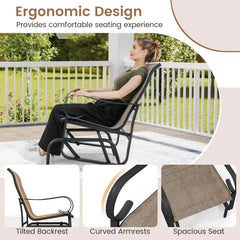 Tangkula Outdoor Glider Chairs Set of 2/4 with High Backrest Breathable Mesh Fabric and Metal Frame