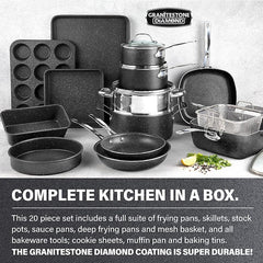 20-Piece Aluminum Ultra - Durable Non - Stick Diamond Infused Cookware and Bakeware Set