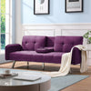 Aukfa 75" Square Arm Futon Convertible Sofa Bed for Home Office, 2 Cup Holders, Linen, Dark Gray