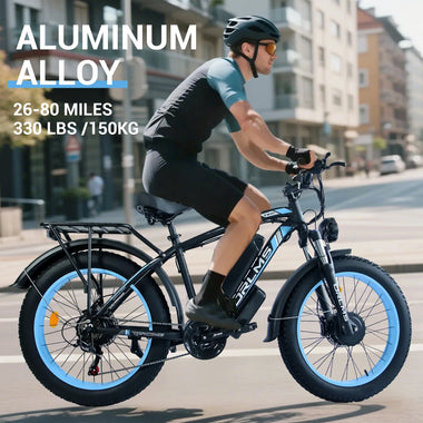 Peak 5000W - Electric - Bike for Adults - Men, Dual - Motor - Ebike 50MPH - Hunting - Ebike, 60V 25AH Long Range Dirtbike, 26" x 4.0 Fat - Tire - Electric - Bicycle, AWD 21 - Speed Mountain Bike for Off - Road Snow Sand
