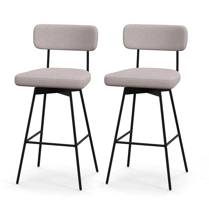 Swivel Bar Stools Set of 2, 29" Upholstered Bar Height Chairs with Back, Heavy-Duty Metal Legs & Footrest for Kitchen Island, Home Bar