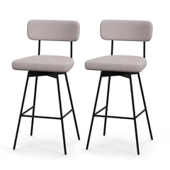 Swivel Bar Stools Set of 2, 29" Upholstered Bar Height Chairs with Back, Heavy-Duty Metal Legs & Footrest for Kitchen Island, Home Bar