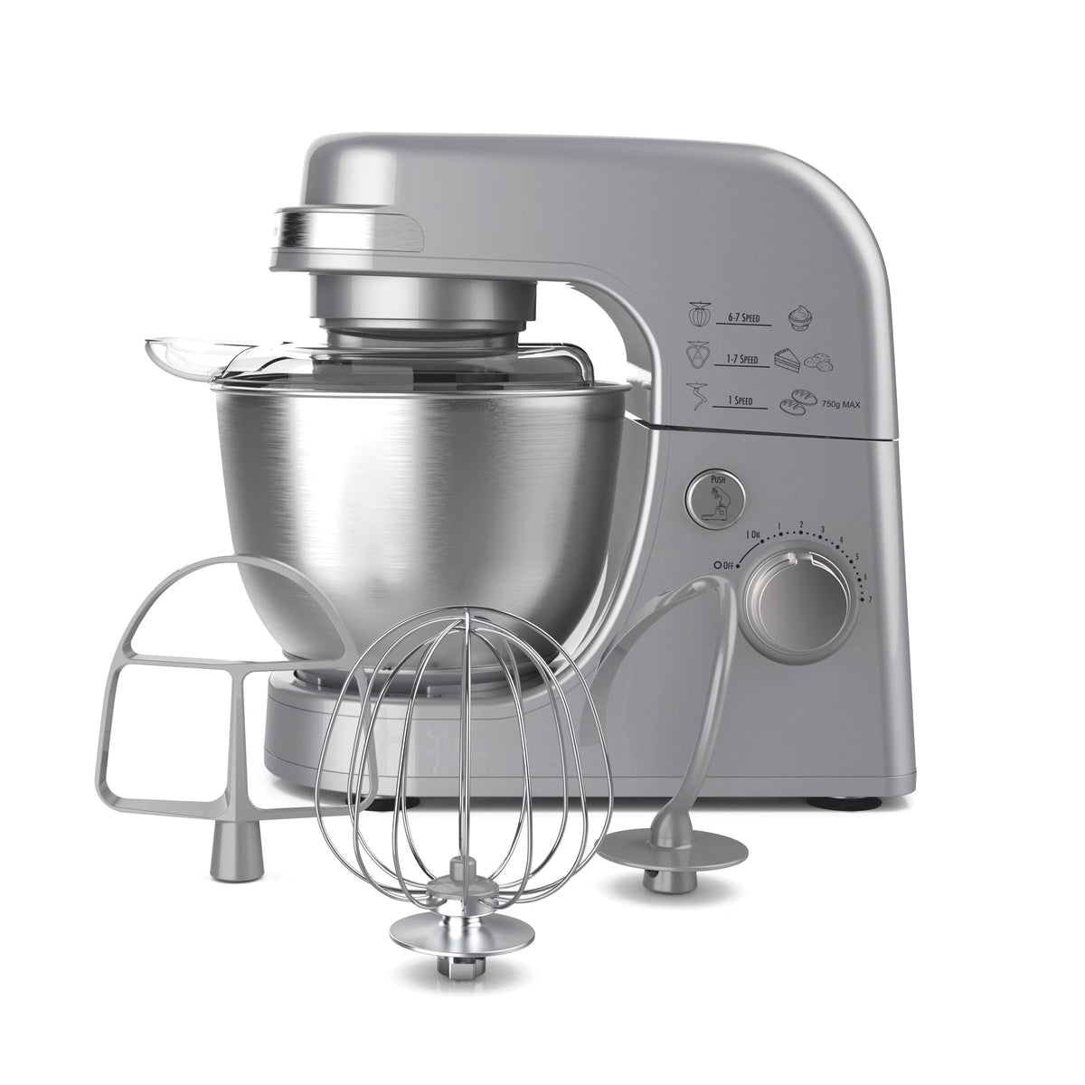 Hamilton Beach 4 Quart Stand Mixer for Kitchen, 7 Speeds, Tilt - Head, Dough Hook, Whisk & Flat Beater, White