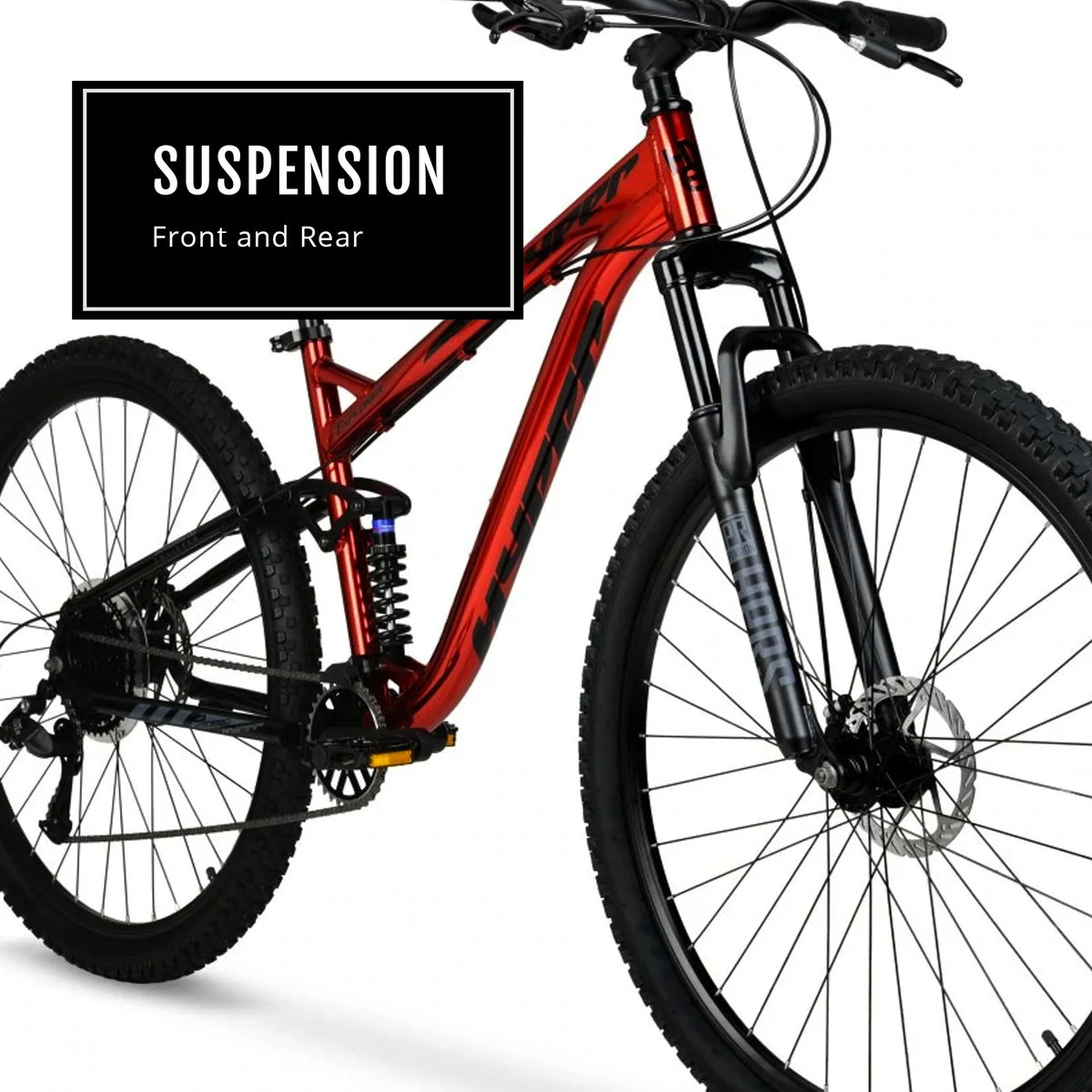 29" Hyper Explorer Dual Suspension Mountain Bike, Adults Age 13+, Red