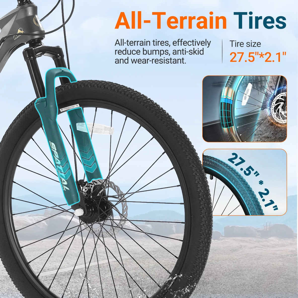 SPATIAL 24/26/27.5/29 in Mountain Bike, 8/21 Speed Lightweight Aluminum Magensium Frame Mountain Bicycle, Fits Men Women Teenagers Adult Disc Brake MTB Bicycle
