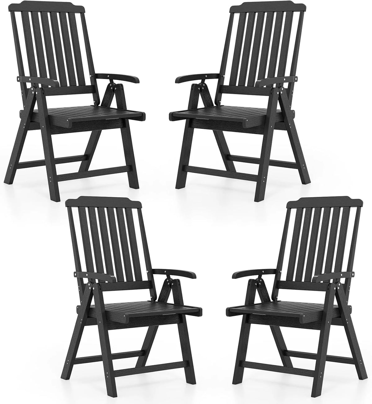 Tangkula Foldable Patio Chair All-Weather HDPE Outdoor Dining Chair with Armrest