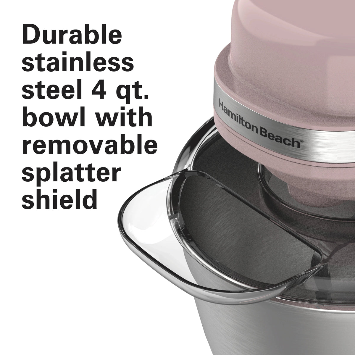 Hamilton Beach 4 Quart Stand Mixer for Kitchen, 7 Speeds, Tilt - Head, Dough Hook, Whisk & Flat Beater, White