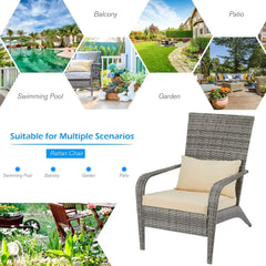 AECOJOY Patio Adirondack Wicker Chair, Outdoor Coconino Chair with Cushion and Pillow