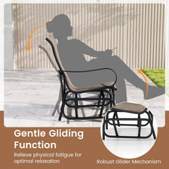 Tangkula Outdoor Glider Chairs Set of 2/4 with High Backrest Breathable Mesh Fabric and Metal Frame