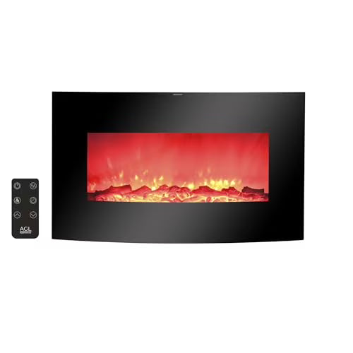 AGL APPLIANCES LLC 38 in Electric Fireplace Heater Stove | Tempered Glass Curved Screen
