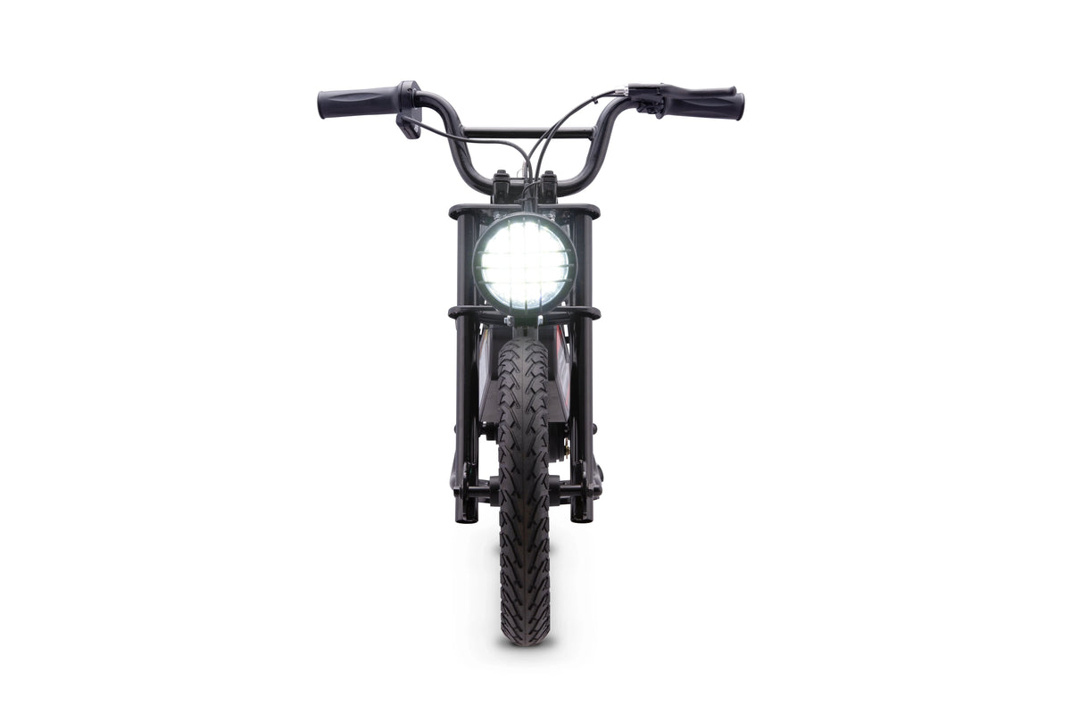 Droyd Weeler Electric Mini Bike - 24V 8ah Battery, 6 - 10 MPH, up to 8 Miles, LED Lights, Kids Ages 6+