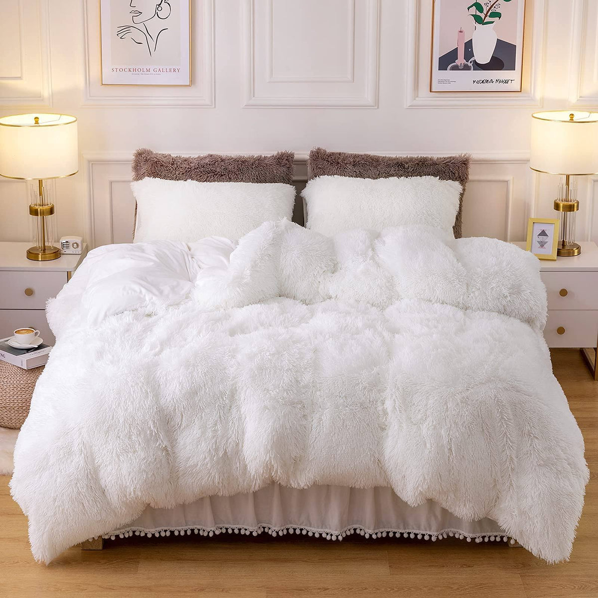 Dreamcountry Plush Fluffy Duvet Cover Oeko-Tex Certified Luxury Ultra Soft Shaggy Crystal Velvet Bedding Set 3 Pieces(1 Duvet Cover + 2 Pillow Shams)