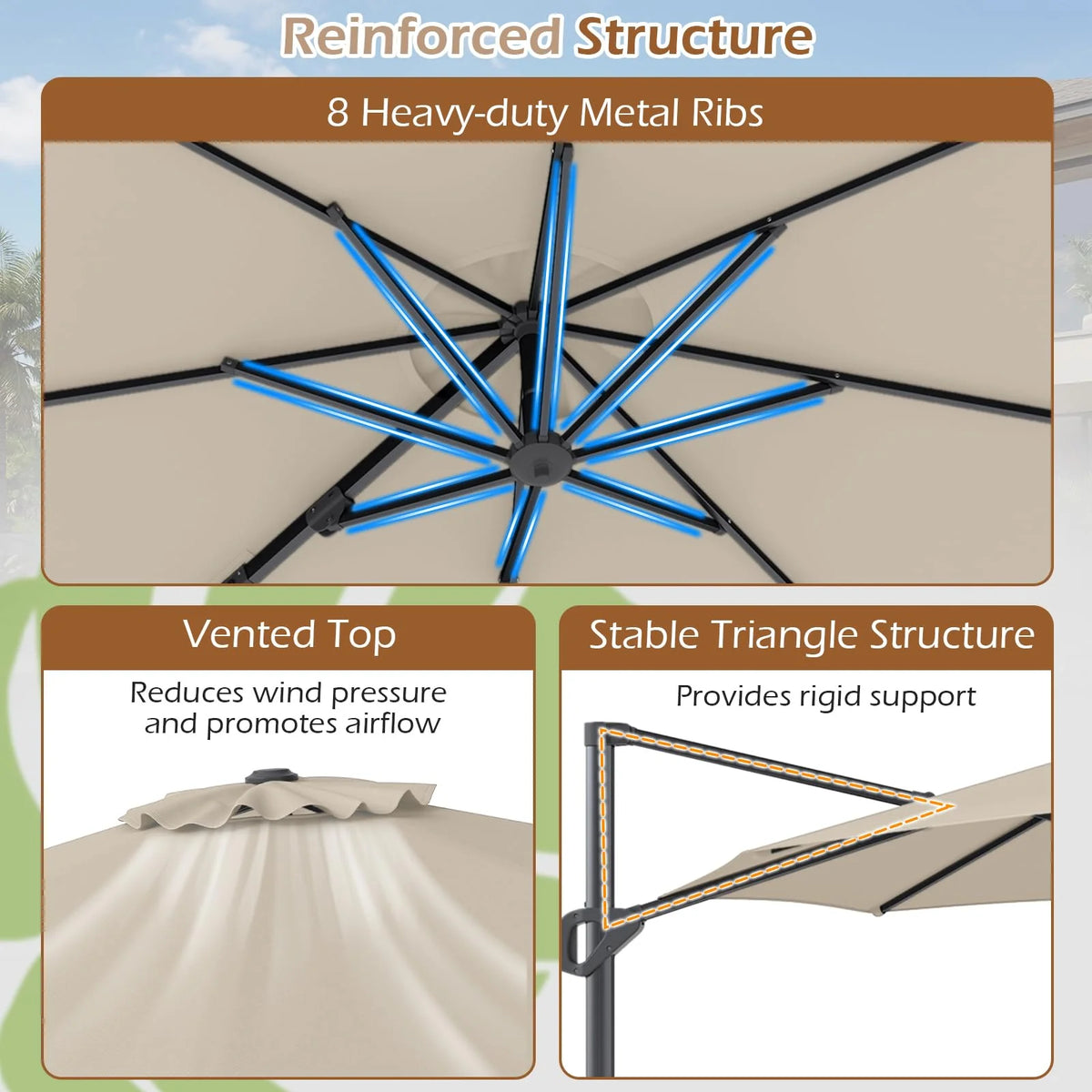 Tangkula 10ft Patio Umbrella with Aluminum Pole