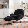 Velvet Swivel Accent Chair with Ottoman, Modern Chaise Lounge Chair with Metal Frame and Footstool, Comfy Armchair Reading Chair