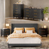 Bedroom Furniture Set - Includes Queen Bed Frame, Nightstands Set of 2, 5 - Drawer Dresser & Double Wide 6 - Drawer Dresser - Modern Storage Solution for Stylish Home Decor, Black