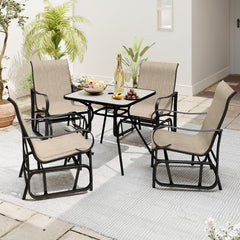 Tangkula Outdoor Glider Chairs Set of 2/4 with High Backrest Breathable Mesh Fabric and Metal Frame