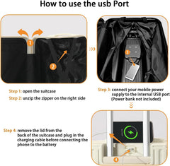 20 in Carry on Luggage with Cup Holder & USB Port, Airline Approved TSA - Locked Luggage, Lightweight PC Material Travel Suitcase