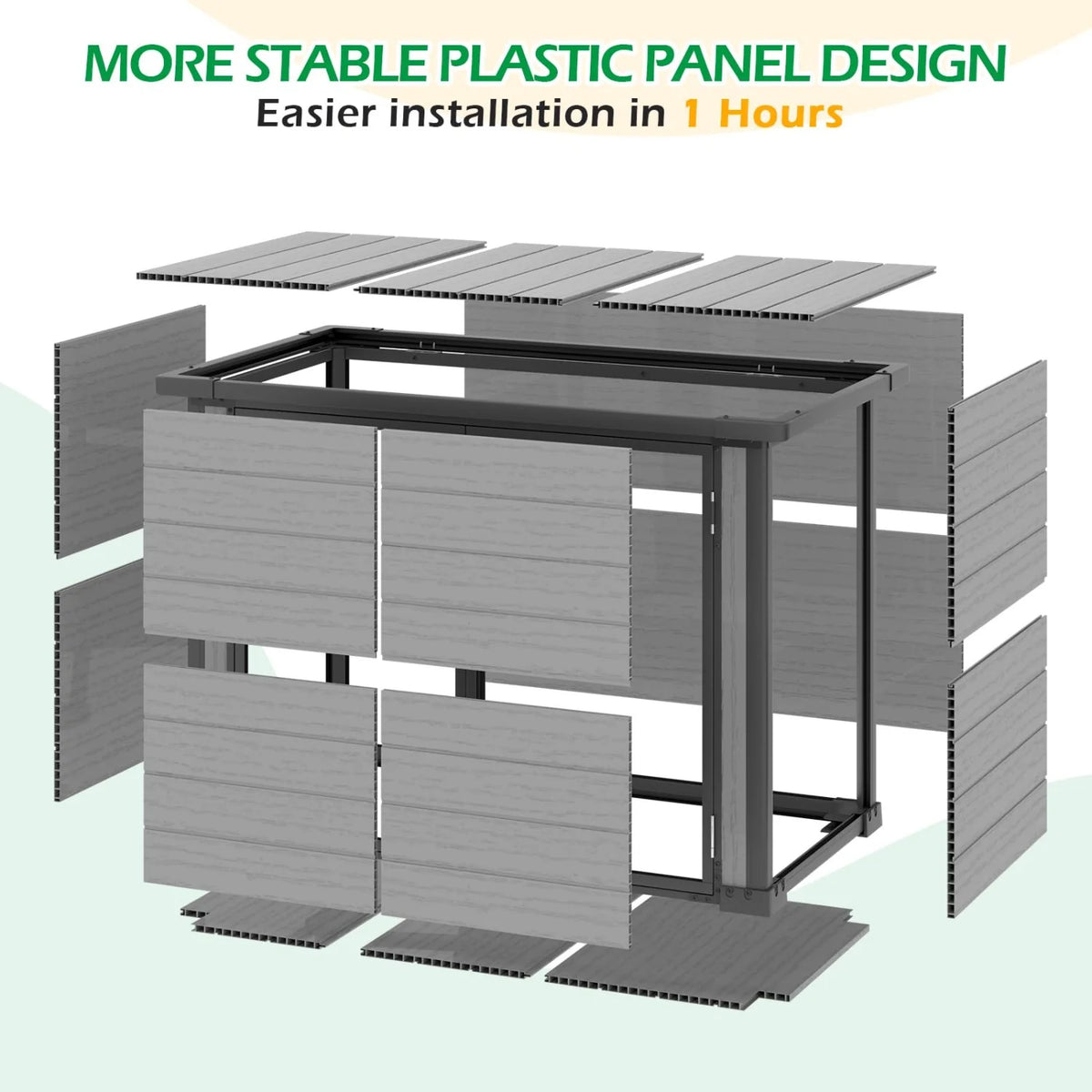 AECOJOY Resin Outdoor Storage Cabinet 23 Cu.Ft Plastic Trash Can Storage Shed with Base