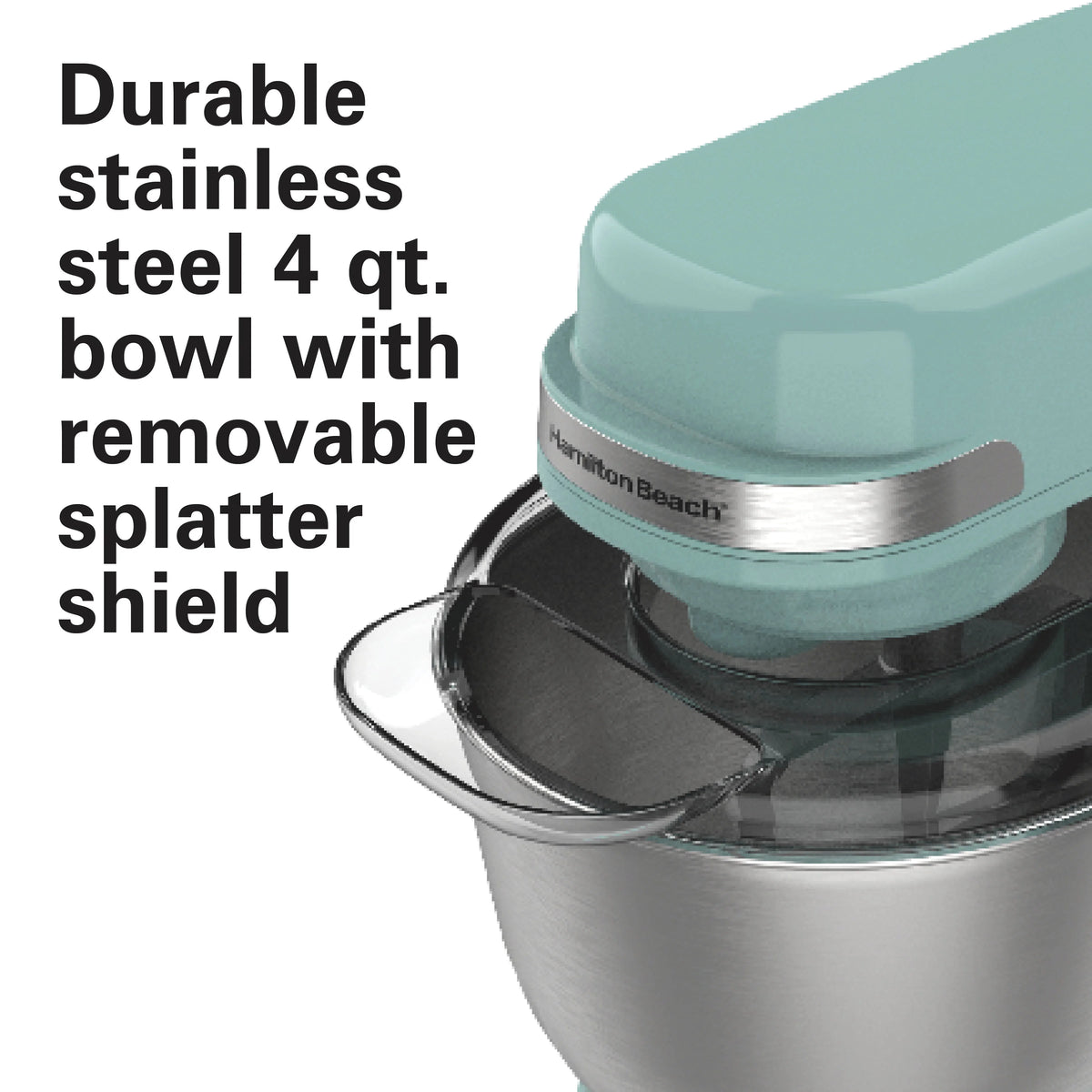Hamilton Beach 4 Quart Stand Mixer for Kitchen, 7 Speeds, Tilt - Head, Dough Hook, Whisk & Flat Beater, White