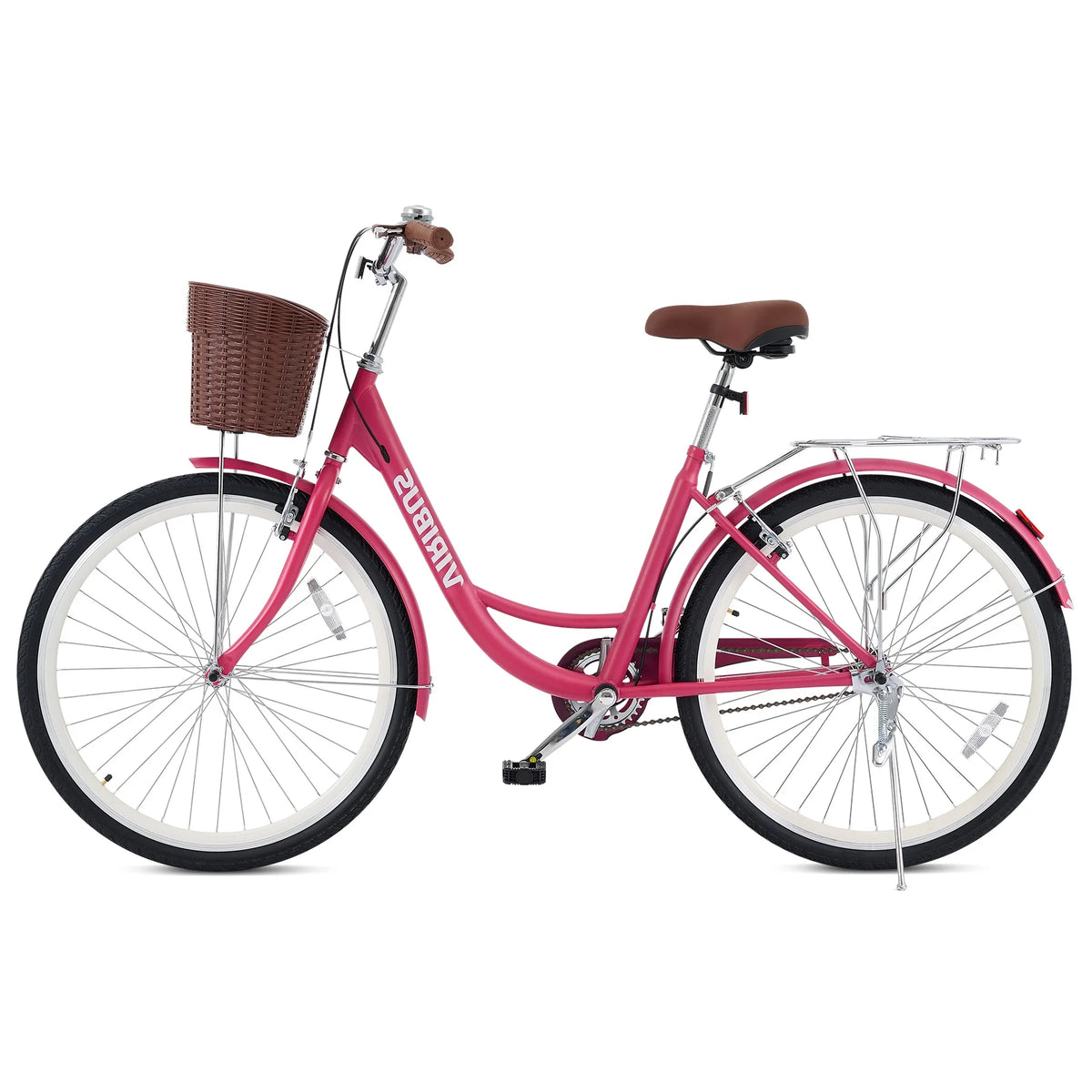 Viribus Women'S Comfort Bike 24 in Beach & City Cruiser Bicycle with Basket Rack White