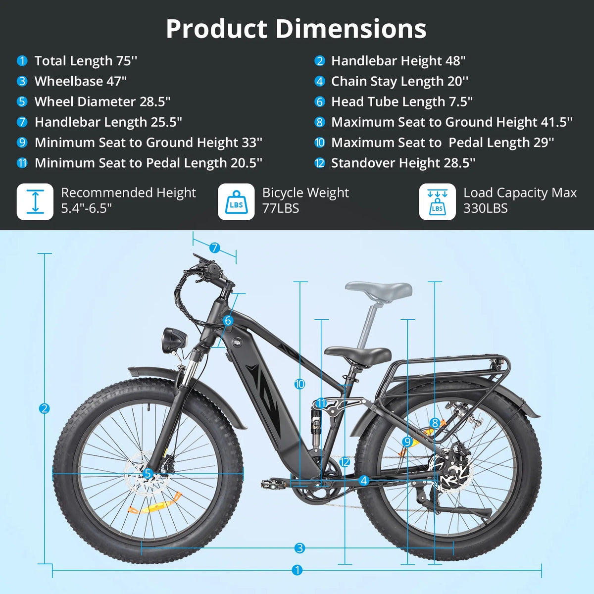 Electric Bike for Adults, 1000W E Bikes for Men, 26" Fat Tire Electric Bikes, 48V 17.5AH Battery, 28MPH, 7 Speed&Dual Hydraulic Disc Brakes, LCD Screen, 60miles Range, Electric Mountain Bicycle
