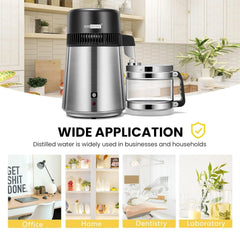 SPECSTAR Water Distiller Countertop 1.1 Gallon/4 L 304 Stainless Steel Distilled Water Machine with Smart Switch Purifier Filter for Home Office
